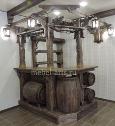 Барная стойка на бочках угловая