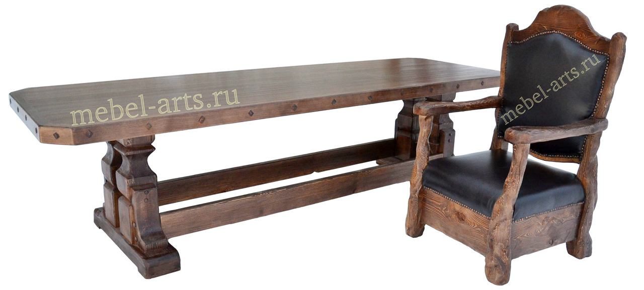 Кресло Викинг и стол из массива сосны